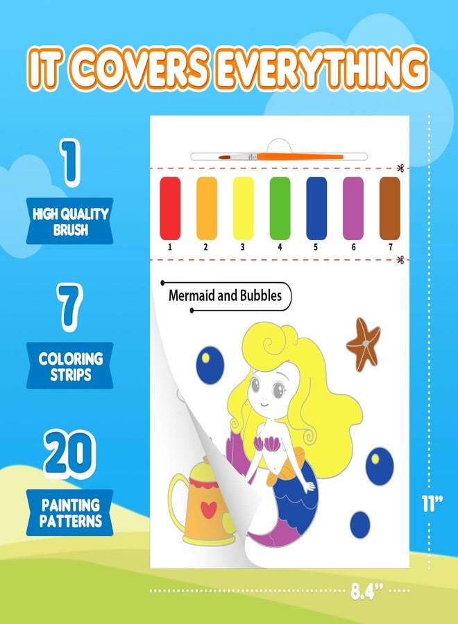 YPLUS Paint with Water Books for Toddlers, Watercolor Painting Paper for Kids Ages, Art Craft Gift for Drawing with Brush Christmas Stocking Stuffers for Kids Toddler - Mermaid - Image 4